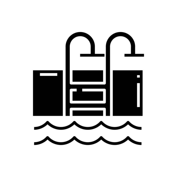 Swimming pool black icon, concept illustration, vector flat symbol, glyph sign. — 图库矢量图片