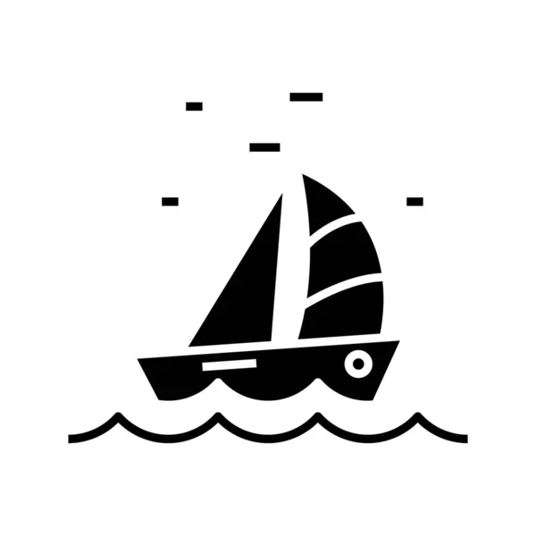 Вітрильний човен чорна ікона, концептуальна ілюстрація, векторний плоский символ, знак гліфа . — стоковий вектор