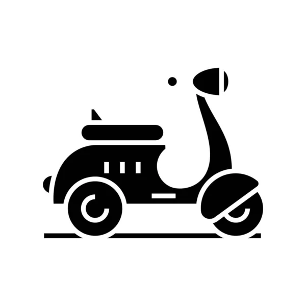 Scooter icône noire, illustration de concept, symbole plat vectoriel, signe de glyphe . — Image vectorielle