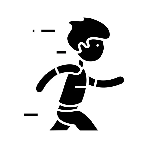 Icône noire coureur, illustration de concept, symbole plat vectoriel, signe de glyphe . — Image vectorielle
