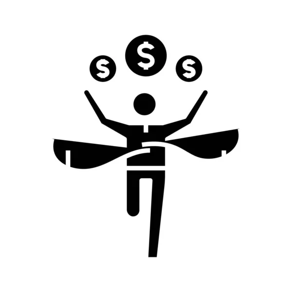 Received money black icon, concept illustration, vector flat symbol, glyph sign. — ストックベクタ