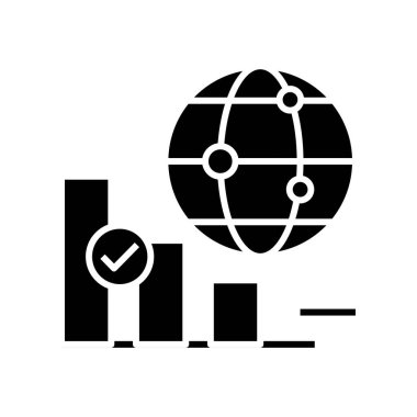 Rising chart black icon, concept illustration, vector flat symbol, glyph sign.