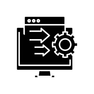 Settings screen black icon, concept illustration, vector flat symbol, glyph sign.