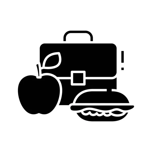 School dinner black icon, concept illustration, vector flat symbol, glyph sign. — 스톡 벡터