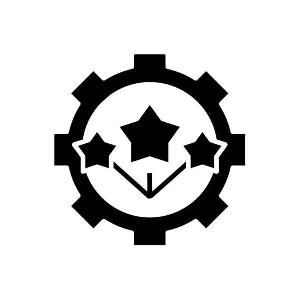 Mecanismo estrella icono negro, concepto de ilustración, vector de símbolo plano, signo de glifo . — Archivo Imágenes Vectoriales
