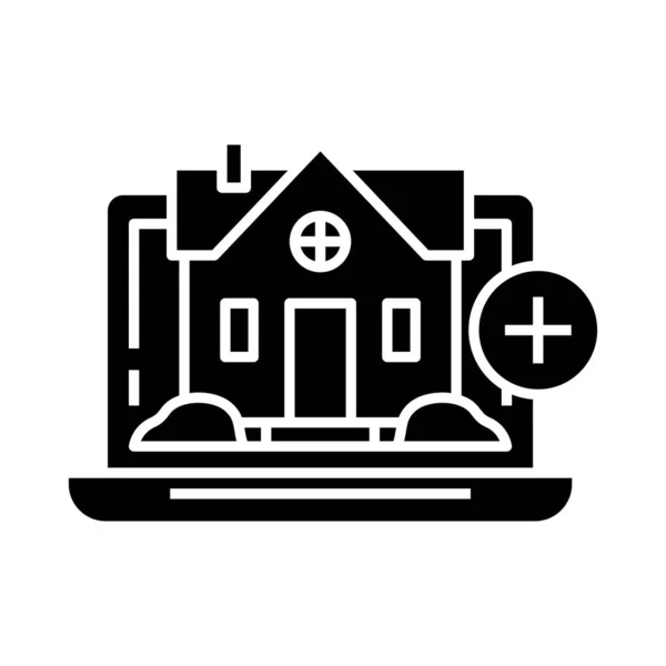 Real estate selection online black icon, concept illustration, vector flat symbol, glyph sign. — Stockvector