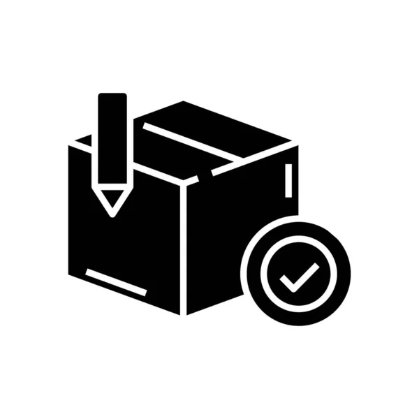 Receiving product black icon, concept illustration, vector flat symbol, glyph sign. — 스톡 벡터