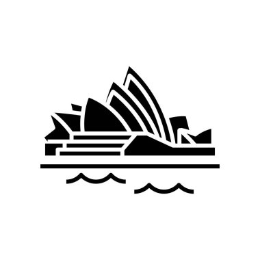 Sydney opera black icon, concept illustration, vector flat symbol, glyph sign.