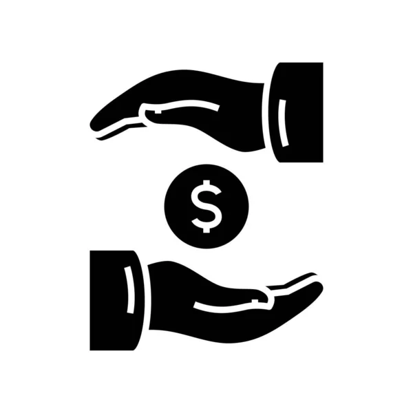 Saving money black icon, concept illustration, vector flat symbol, glyph sign. — Διανυσματικό Αρχείο