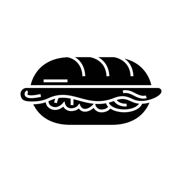 Ícone preto sanduíche, ilustração conceito, símbolo plano vetor, sinal de glifo . — Vetor de Stock