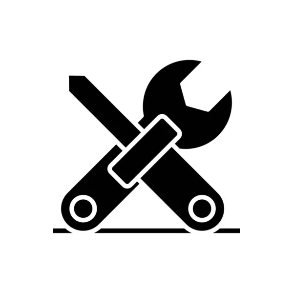 Equiment de réparation icône noire, illustration de concept, symbole plat vectoriel, signe de glyphe . — Image vectorielle