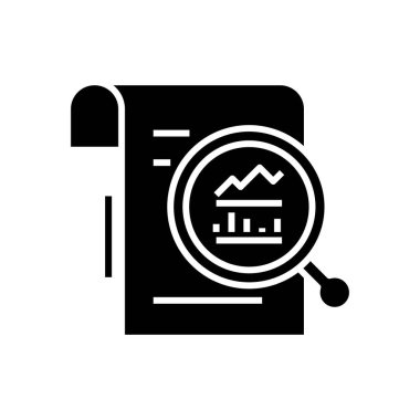 Reserching diagram black icon, concept illustration, vector flat symbol, glyph sign.