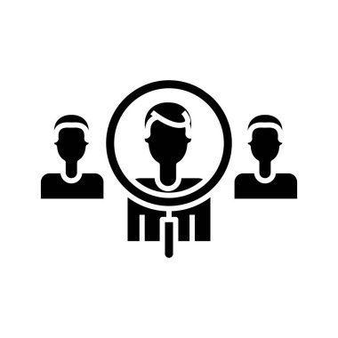 Searching workers black icon, concept illustration, vector flat symbol, glyph sign.