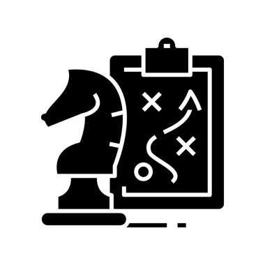 Strategy black icon, concept illustration, vector flat symbol, glyph sign.