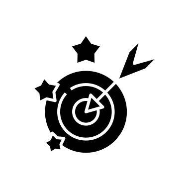 Hedefe ulaşma simgesi, konsept illüstrasyon, vektör düz sembol, kabartma işareti.