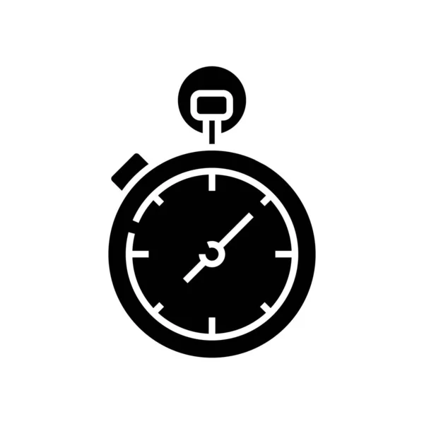 Montre chronomètre icône noire, illustration de concept, symbole plat vectoriel, signe de glyphe . — Image vectorielle