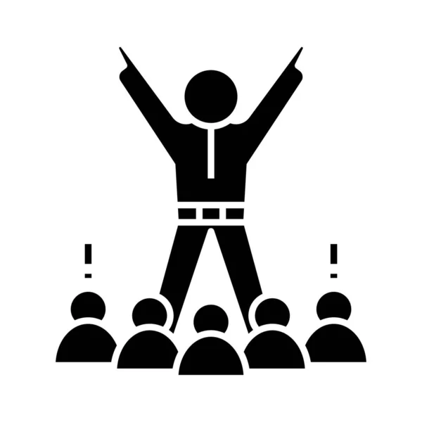 Rising leader black icon, concept illustration, vector flat symbol, glyph sign. — Stockvector