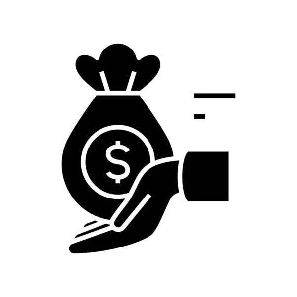 Received money black icon, concept illustration, vector flat symbol, glyph sign. — Stockvektor
