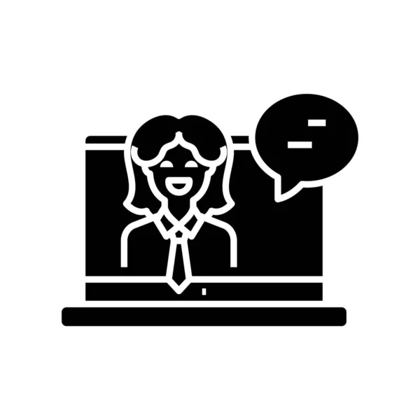 Remote manager black icon, concept illustration, vector flat symbol, glyph sign. — Stock vektor