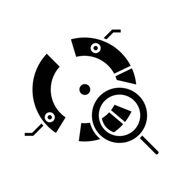 Analiza diagramu okrągłego czarna ikona, ilustracja koncepcyjna, wektor płaski symbol, znak glifa. — Wektor stockowy