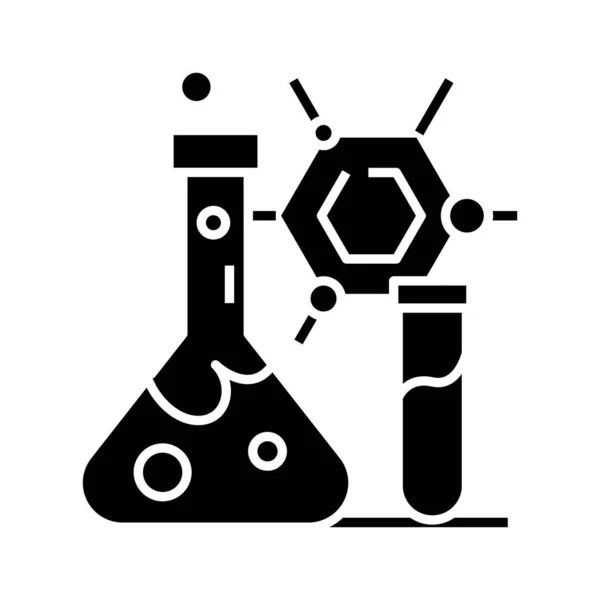 Ícone preto do laboratório de ciência, ilustração do conceito, símbolo liso do vetor, sinal do glifo . — Vetor de Stock