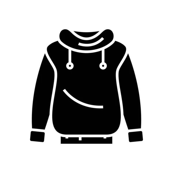 Sweatshirt ícone preto, ilustração conceito, símbolo plano vetorial, sinal de glifo . — Vetor de Stock