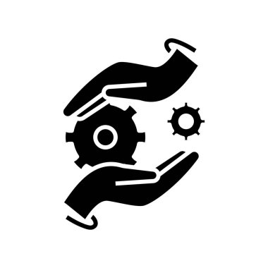 Support system black icon, concept illustration, vector flat symbol, glyph sign.