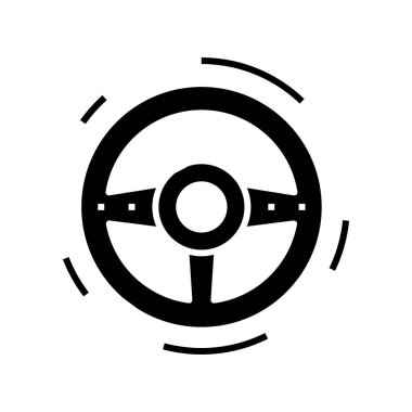 Steering wheel black icon, concept illustration, vector flat symbol, glyph sign.