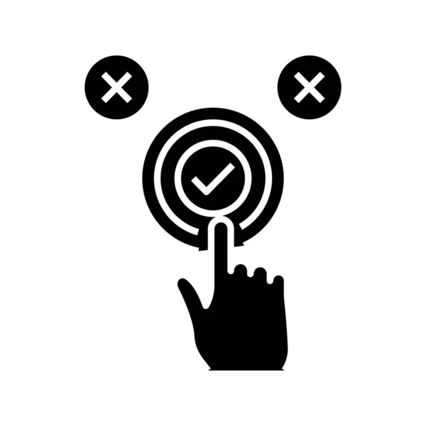 Right choise black icon, concept illustration, vector flat symbol, glyph sign. — Stockvector
