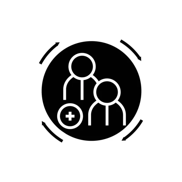Squadra di ricerca icona nera, illustrazione concettuale, simbolo piatto vettoriale, segno di glifo . — Vettoriale Stock