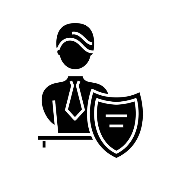 Ícone preto pessoal da segurança, ilustração do conceito, símbolo liso do vetor, sinal do glifo . — Vetor de Stock