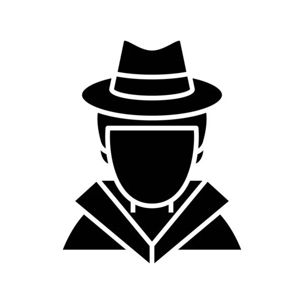 Homme sérieux icône noire, illustration de concept, symbole plat vectoriel, signe de glyphe . — Image vectorielle