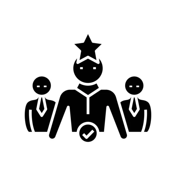 Icône noire employée responsable, illustration de concept, symbole plat vectoriel, panneau de glyphe . — Image vectorielle