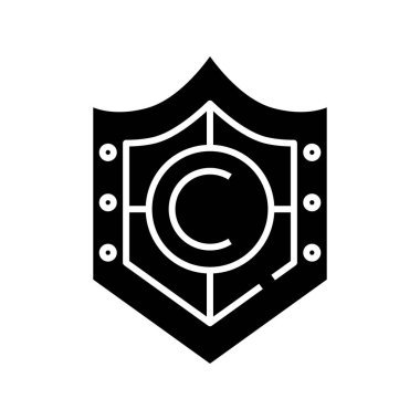 Security shield black icon, concept illustration, vector flat symbol, glyph sign.