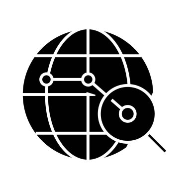 Searching network black icon, concept illustration, vector flat symbol, glyph sign.