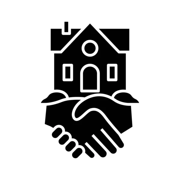 Real estate deal černá ikona, koncept ilustrace, vektorový plochý symbol, znak glyph. — Stockový vektor