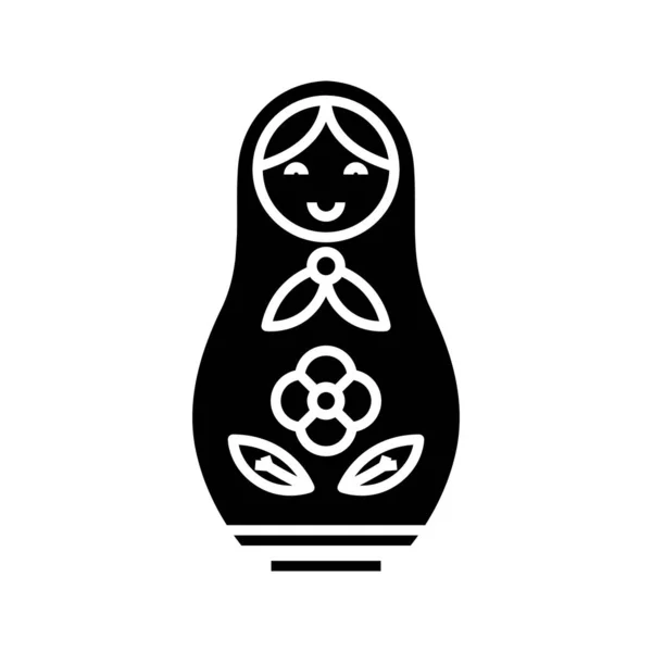 Poupée russe icône noire, illustration de concept, symbole plat vectoriel, signe de glyphe . — Image vectorielle