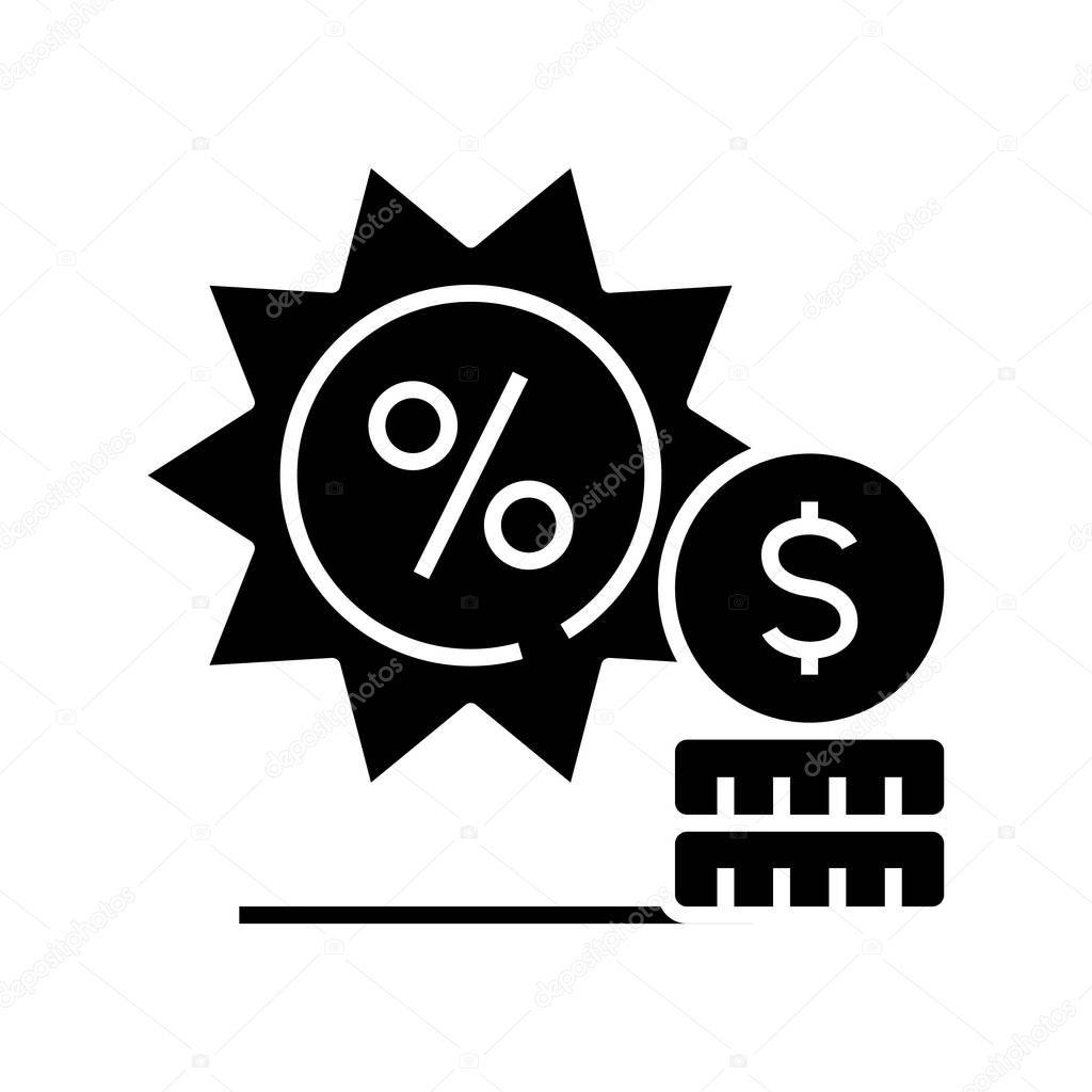 Sales black icon, concept illustration, vector flat symbol, glyph sign.