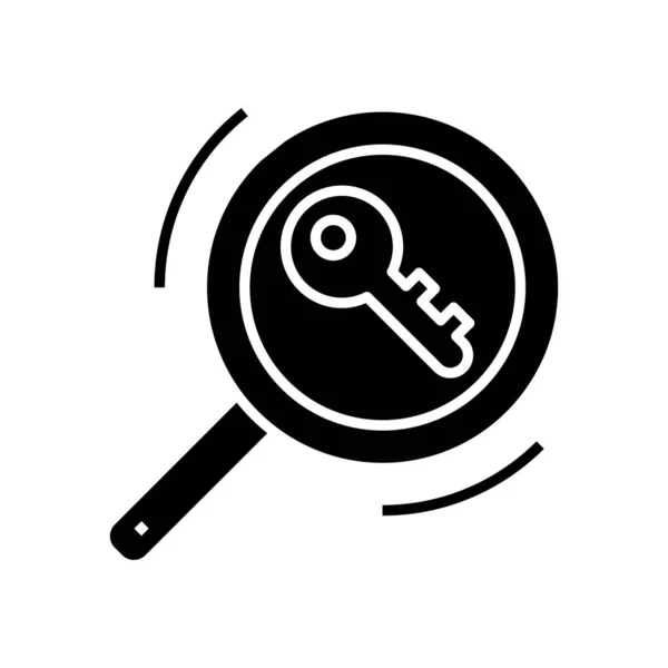 Search for solution black icon, concept illustration, vector flat symbol, glyph sign. — ストックベクタ