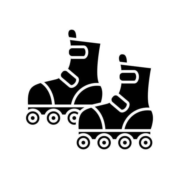 Roller skating icône noire, illustration de concept, symbole plat vectoriel, signe de glyphe . — Image vectorielle