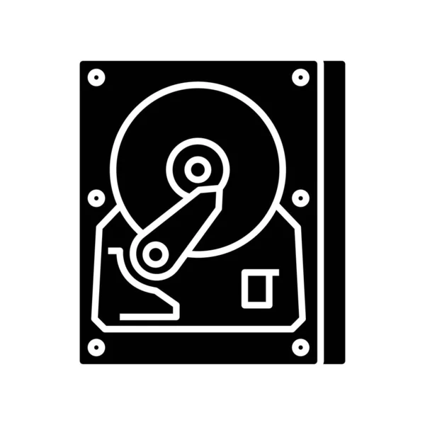 Icono negro de disco rígido, ilustración conceptual, símbolo plano vectorial, signo de glifo . Vectores De Stock Sin Royalties Gratis