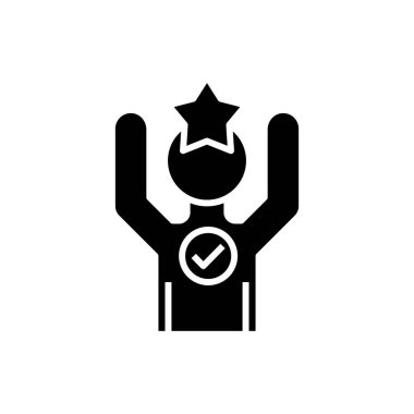 Yıldız karar siyah simgesi, konsept illüstrasyon, vektör düz sembol, kabartma işareti.