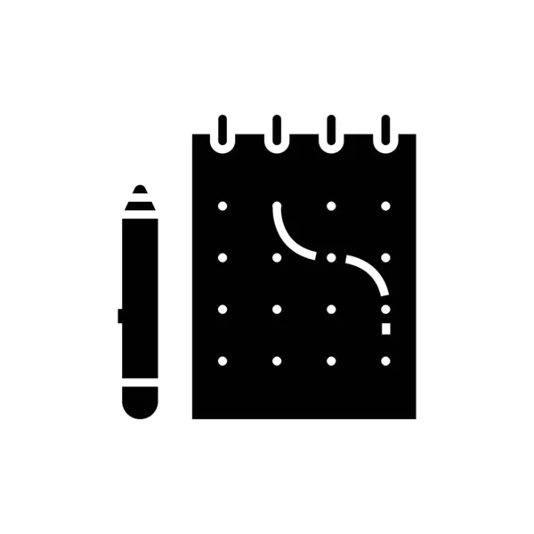Coussin de croquis icône noire, illustration de concept, symbole plat vectoriel, signe de glyphe . — Image vectorielle
