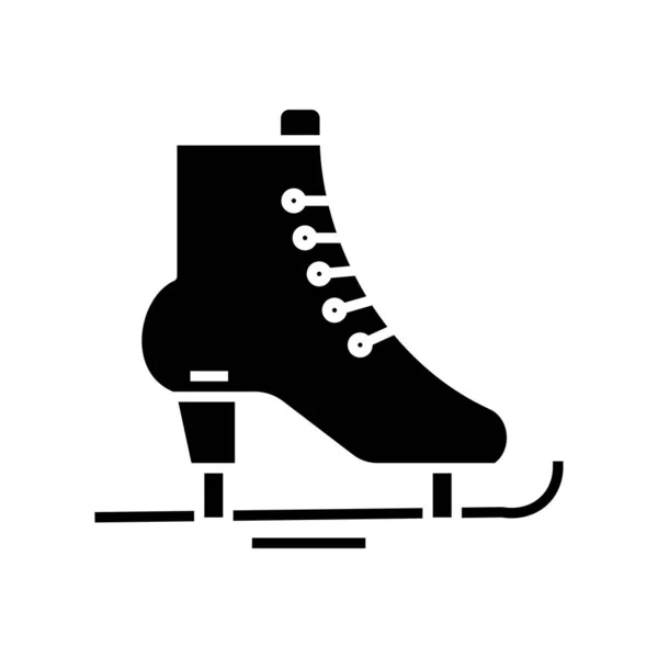 Ícone preto da patinação, ilustração do conceito, símbolo liso vetorial, sinal do glifo . — Vetor de Stock