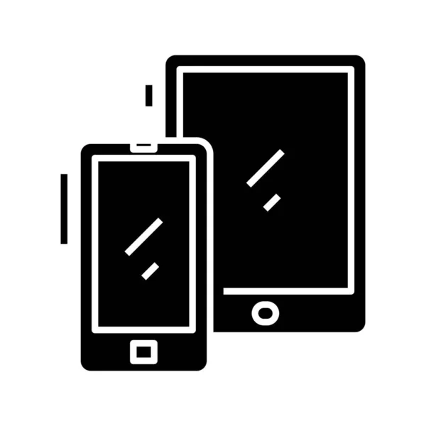 Smartphones icône noire, illustration de concept, symbole plat vectoriel, signe de glyphe . — Image vectorielle