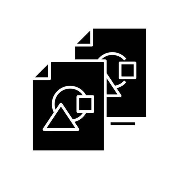 Similar files black icon, concept illustration, vector flat symbol, glyph sign. — 图库矢量图片