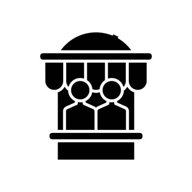 Shop seller black icon, concept illustration, vector flat symbol, glyph sign.