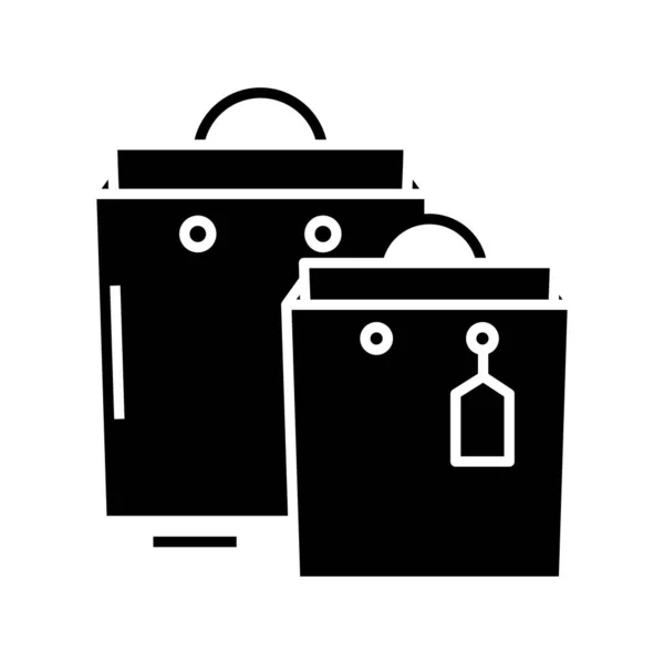 Shopping icône noire, illustration de concept, symbole plat vectoriel, signe de glyphe . — Image vectorielle