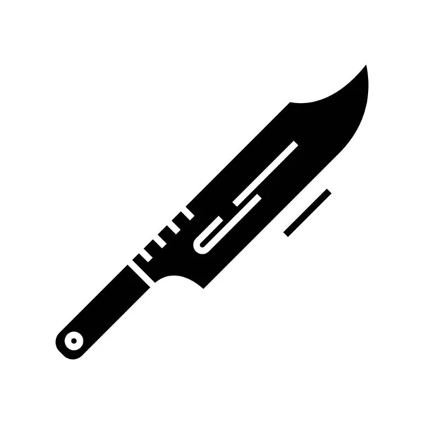 Cuchillo deportivo icono negro, concepto de ilustración, vector de símbolo plano, signo de glifo . — Vector de stock