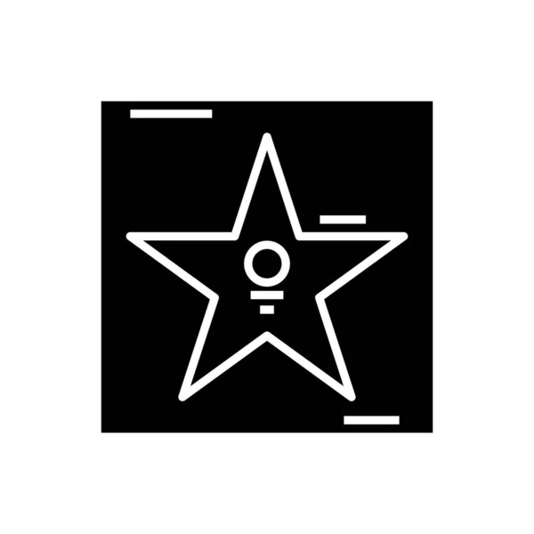 Зоряна алея чорна ікона, концептуальна ілюстрація, векторний плоский символ, знак гліфа . — стоковий вектор